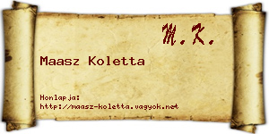 Maasz Koletta névjegykártya